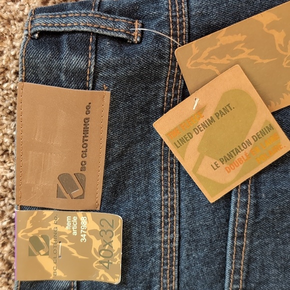 BC Clothing Company Fleece Lined Denim Jeans Size 40x32 NEW - Picture 12 of 15